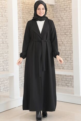 Şal Yaka Uzun Kap Siyah FSC2055 