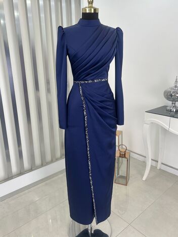 Sare Saten Abiye Lacivert - RANA ZENN - RNZ1108 