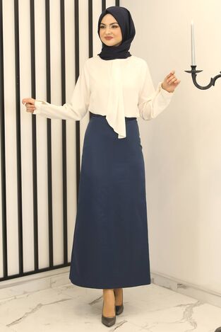 Saten Kalem Etek Lacivert - Fashion Showcase Design - FSC3018 - Fashion Showcase Design