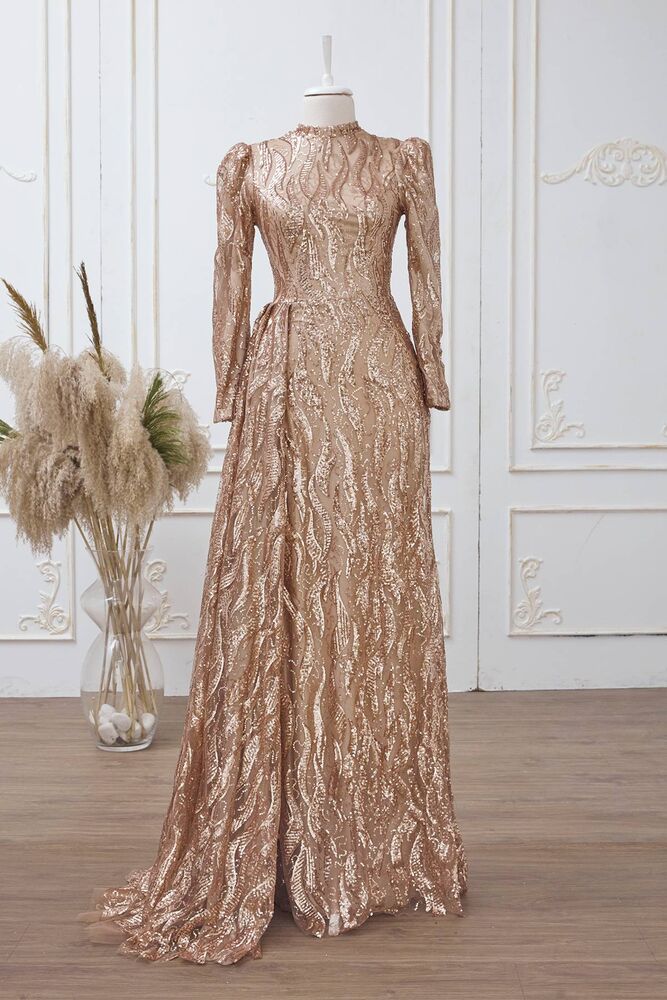 Sevil Abiye Gold - Dresslife Tesettür Giyim - DRS3005 