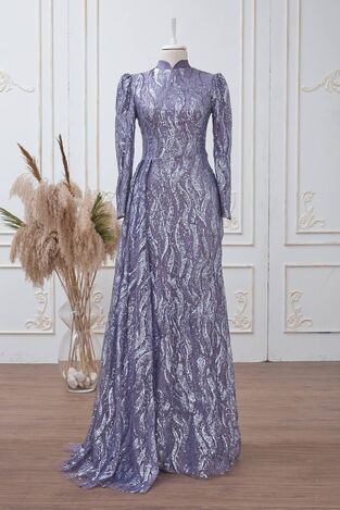 Sevil Abiye Gri - Dresslife Tesettür Giyim - DRS3005 