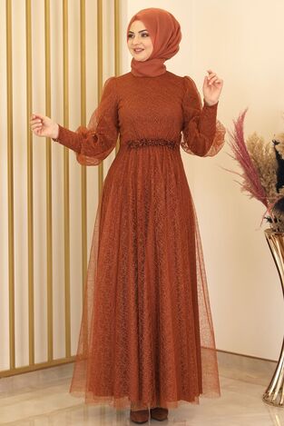 Simli Gamze Abiye Kiremit - Fashion Showcase Design - FSC2134 
