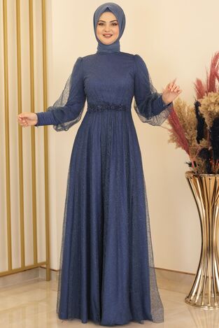 Simli Gamze Abiye Lacivert - Fashion Showcase Design - FSC2134 