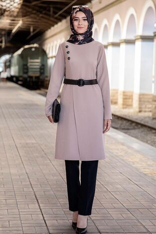 Tanem İkili Takım Vizon - Ahunur Moda Tesettür Giyim - AHN1007 