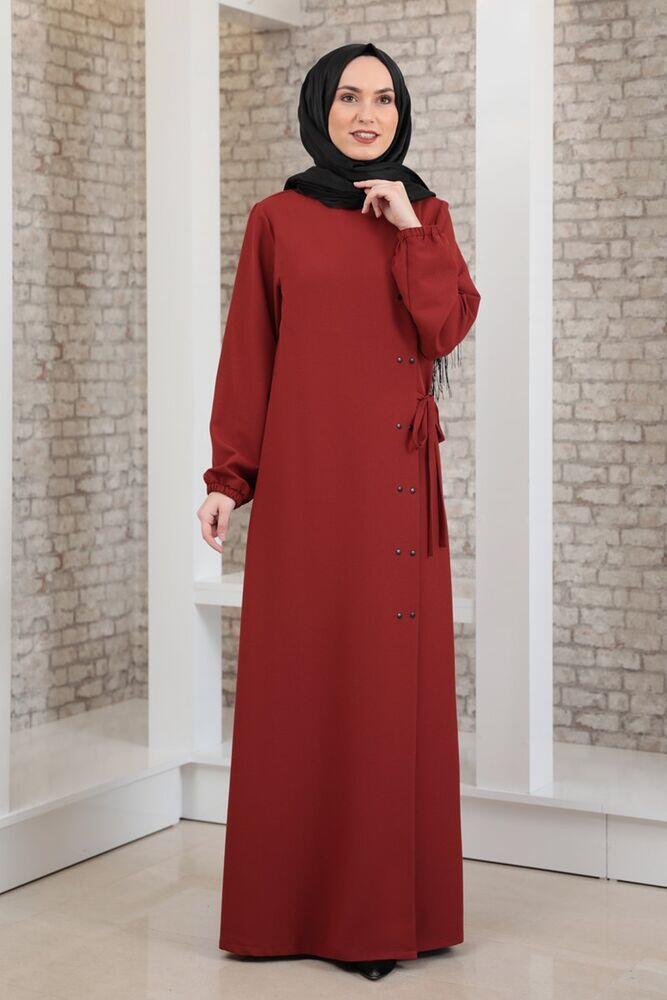 Yandan Çıtçıtlı Balon Kol Ferace Kiremit FSC2052 