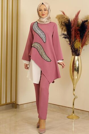 Yaprak İkili Takım Pudra - Fashion Showcase Design - FSC2101 