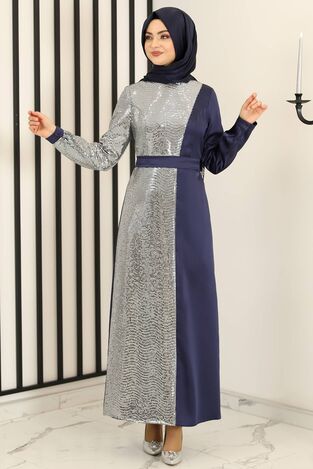 Yeni Firuze Abiye Elbise Lacivert - Fashion Showcase Design - FSC3021 