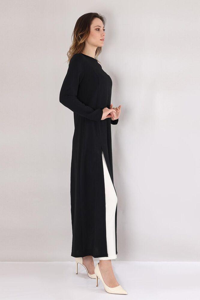 Yırtmaçlı Uzun Aerobin Tunik Elbise - Siyah - FSC4004 - Fashion Showcase Design