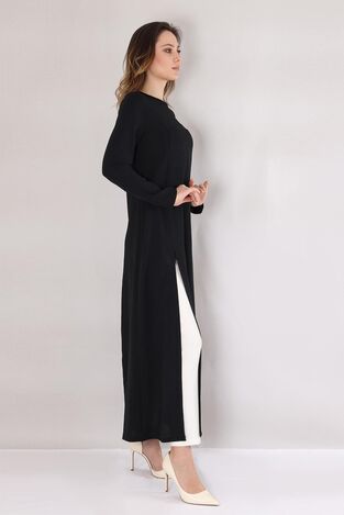 Yırtmaçlı Uzun Aerobin Tunik Elbise - Siyah - FSC4004 - Fashion Showcase Design