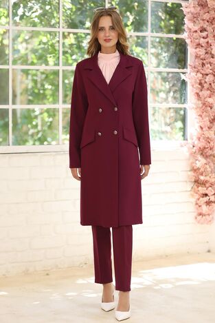 Zarif Ceket Pantolon İkili Takım Mürdüm - Elben Tesettür Giyim - ELN1012 