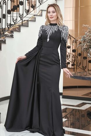 Zehra Abiye Siyah - Dresslife Tesettür Giyim - DRS3010 