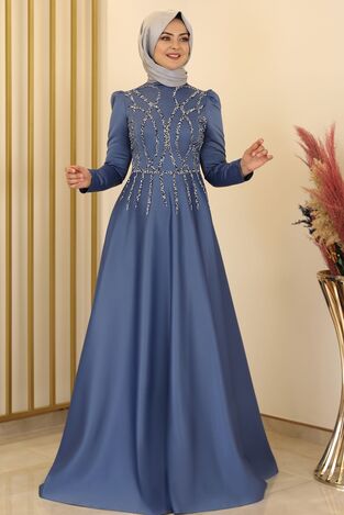 Zen Saten Abiye İndigo - Fashion Showcase Design - FSC2131 