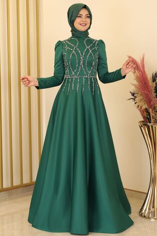 Zen Saten Abiye Zümrüt - Fashion Showcase Design - FSC2131 
