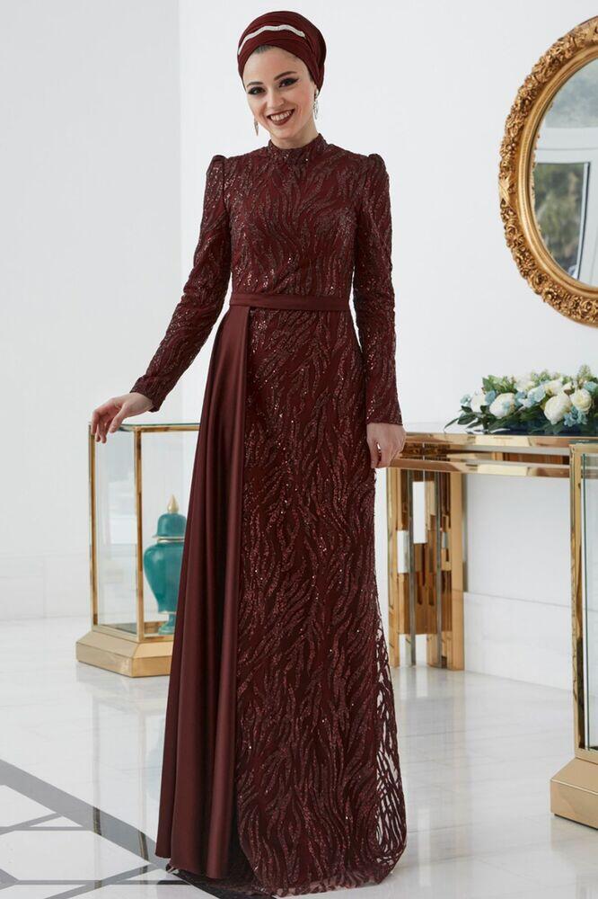 Zümra Abiye Bordo - Dresslife Tesettür Giyim - ALM2102 