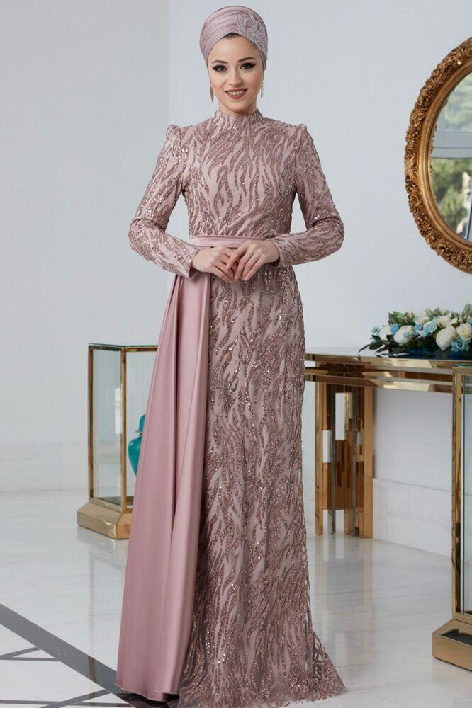 Zümra Abiye Pudra - Dresslife Tesettür Giyim - ALM2102 