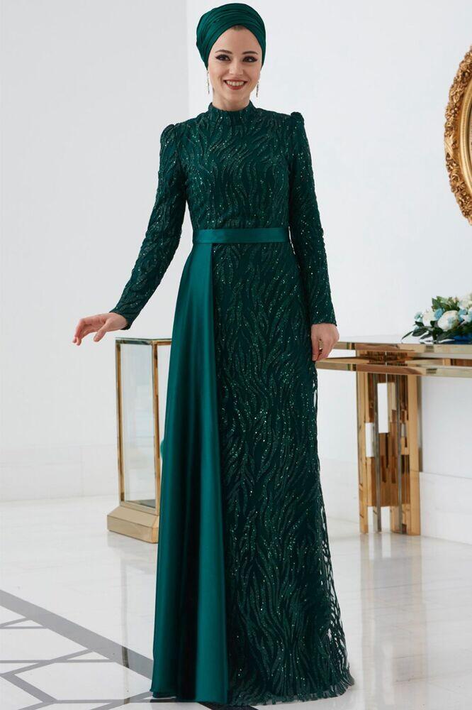 Zümra Abiye Zümrüt - Dresslife Tesettür Giyim - ALM2102 